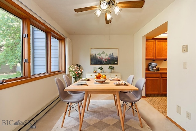 2200 W Dickerson Unit 46, Bozeman, MT 59718 - dining room with baseboard heating and a ceiling fan