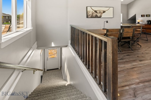 3139 Blackbird Dr, Bozeman, MT 59718 - staircase with wood finished floors