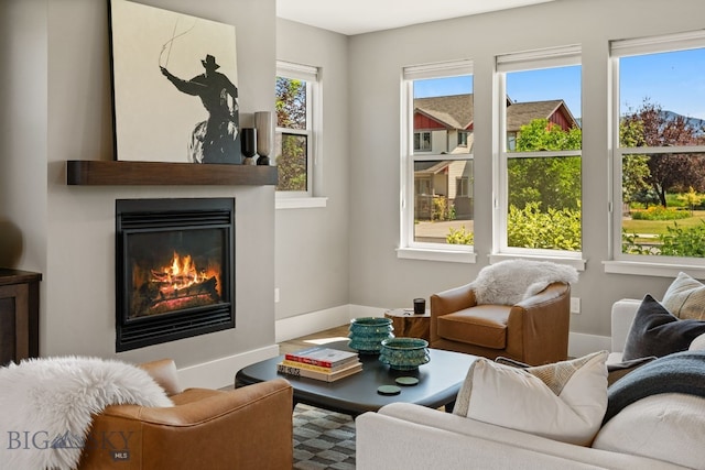 3139 Blackbird Dr, Bozeman, MT 59718 - living area with a glass covered fireplace and wood finished floors