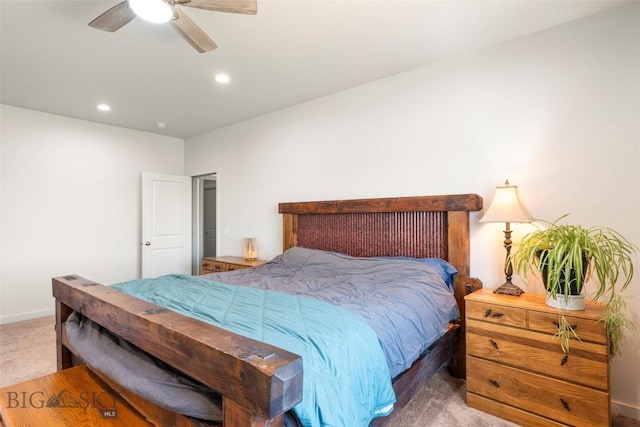 15 Santa Fe Trl, Three Forks, MT 59752 - bedroom featuring light carpet, recessed lighting, and a ceiling fan