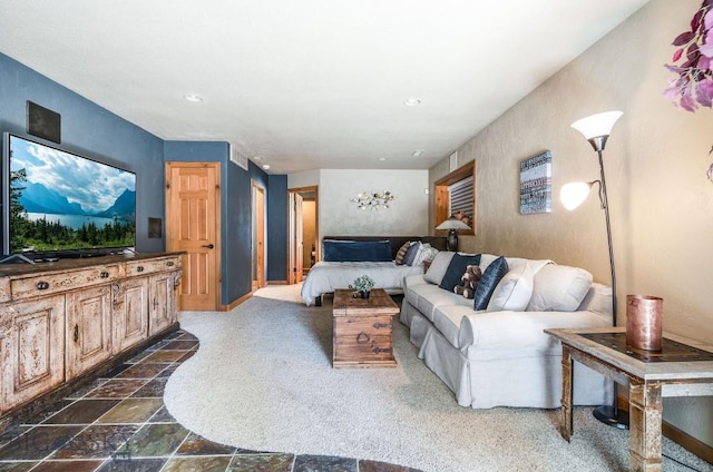 953 Angel Point Rd, Lakeside, MT 59922 - living area featuring recessed lighting and stone tile floors