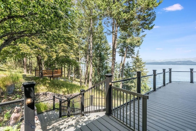 953 Angel Point Rd, Lakeside, MT 59922 - deck featuring a water view