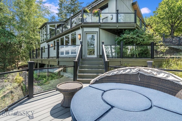 953 Angel Point Rd, Lakeside, MT 59922 - back of property featuring a balcony and a wooden deck
