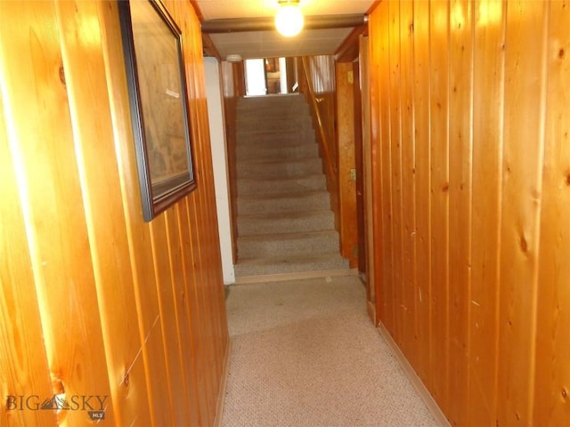 120 Balsam St, Anaconda, MT 59711 - stairway with wooden walls and carpet floors