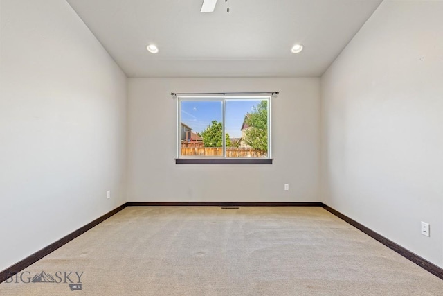 343 Stewart Loop, Bozeman, MT 59718 - spare room with carpet flooring, recessed lighting, and ceiling fan