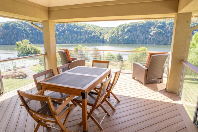 deck with a water view