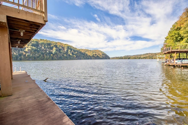 view of dock featuring a water view