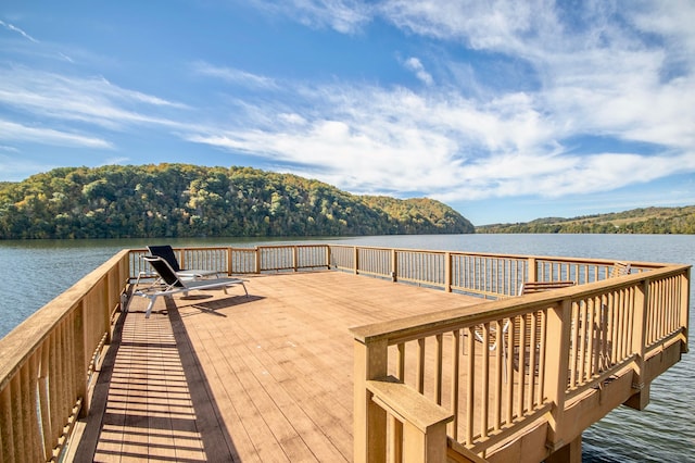 dock area with a deck with water view