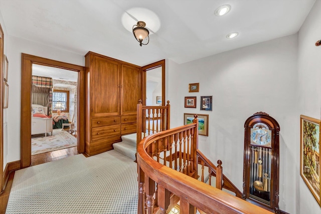 hall with light wood-type flooring