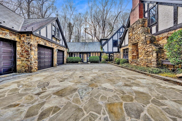 view of terrace with a garage