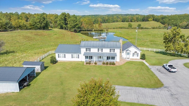 bird's eye view featuring a water view