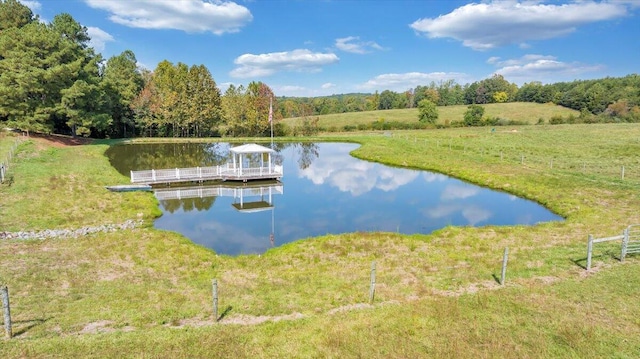 property view of water with a boat dock