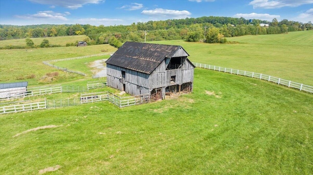 aerial view with a rural view