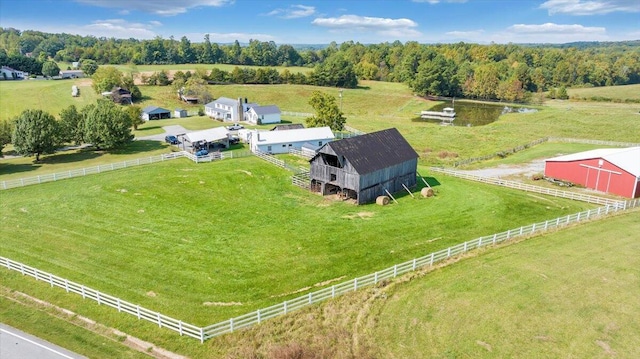 aerial view featuring a rural view