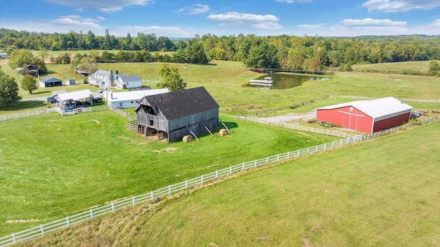 drone / aerial view with a rural view