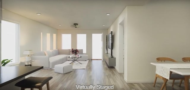 living room with light wood-type flooring