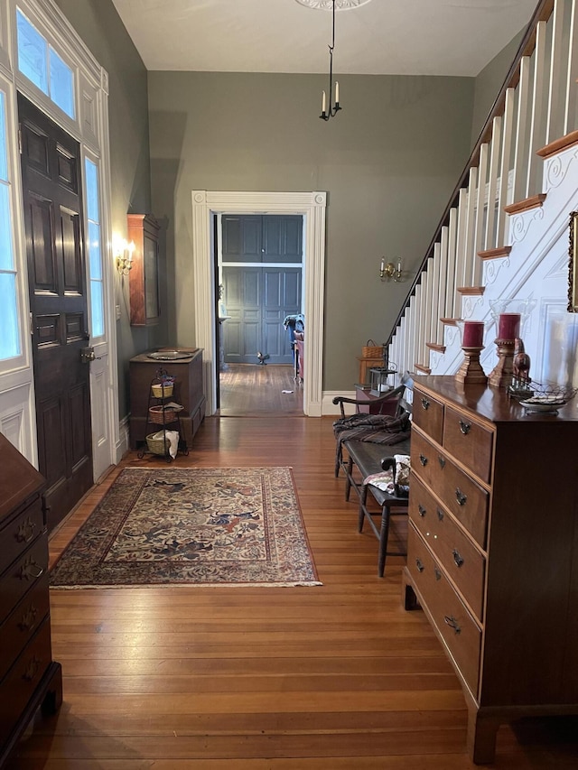 foyer featuring dark wood-type flooring