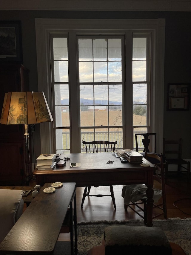 office featuring a mountain view