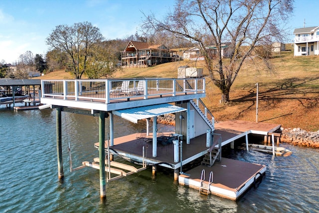 view of dock featuring a water view