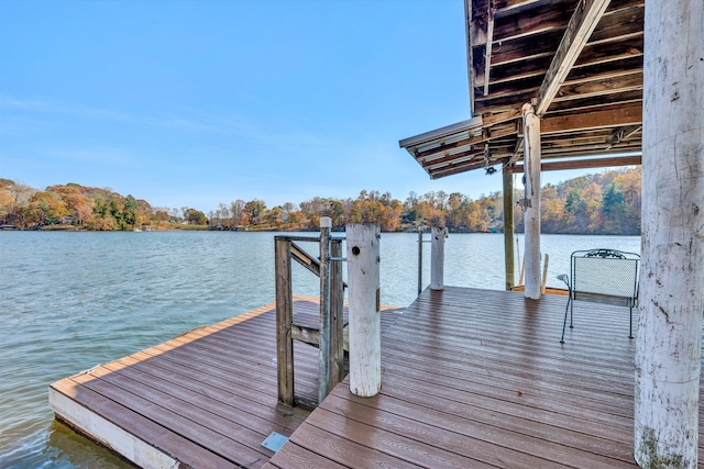 dock area featuring a water view