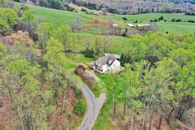 bird's eye view with a rural view