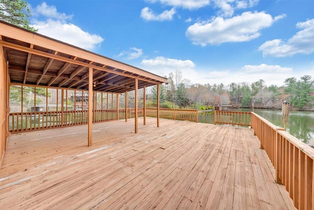 deck with a water view