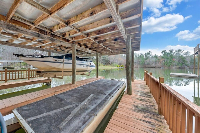 view of dock featuring a water view