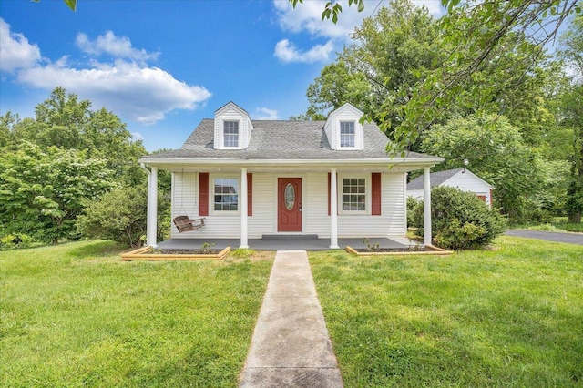 view of front of home featuring a front lawn and a porch