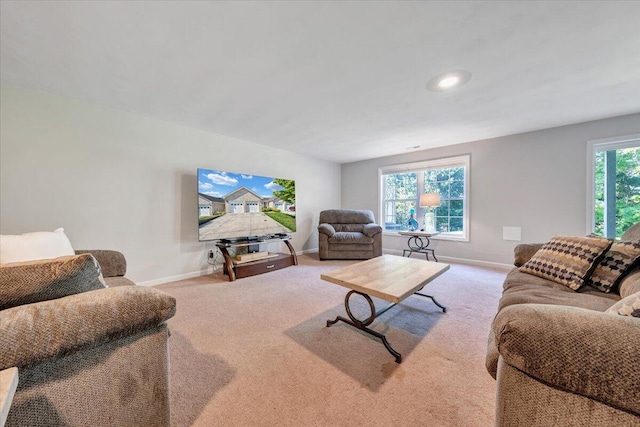 carpeted living room with a wealth of natural light