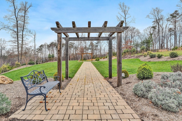 view of terrace featuring a pergola