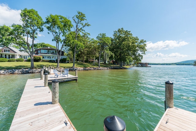 view of dock featuring a water view