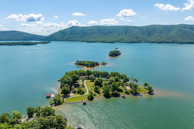 exterior space featuring a water and mountain view