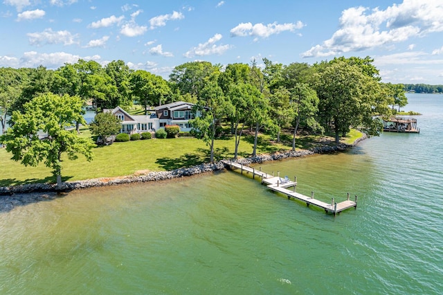311 Anthony Home Rd, Huddleston, VA 24104 - dock area with a water view and a lawn
