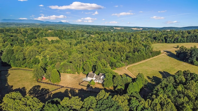 birds eye view of property featuring a view of trees