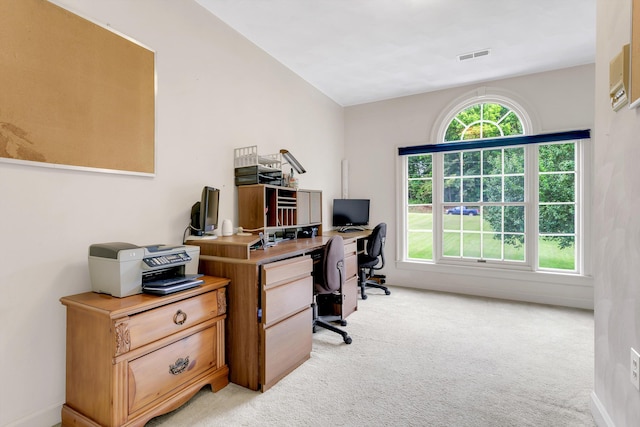 office space with light carpet