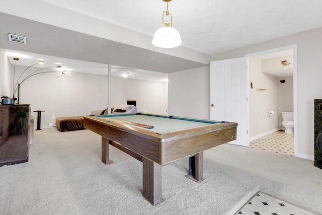 recreation room featuring light tile patterned flooring and pool table