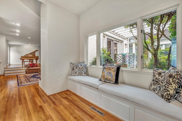 living area featuring light hardwood / wood-style flooring