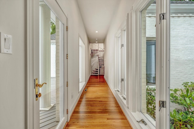 hall featuring light hardwood / wood-style flooring