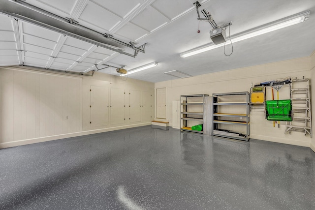 garage with a garage door opener