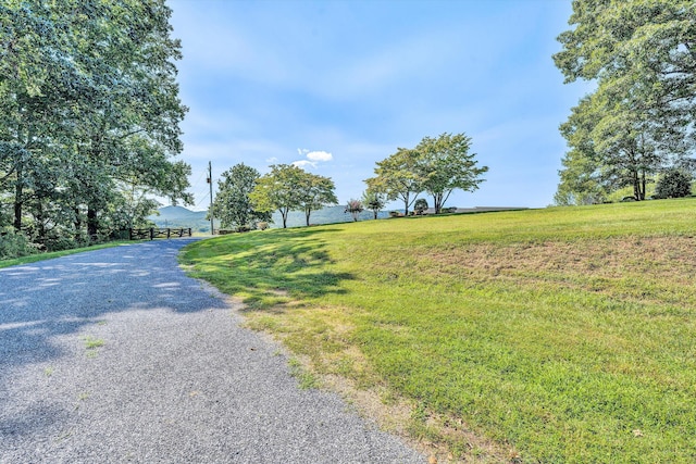 view of street featuring gravel driveway