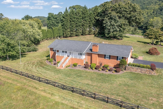 bird's eye view with a rural view