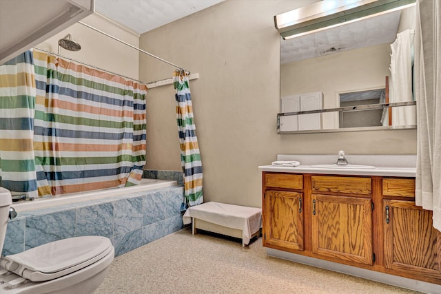 full bathroom featuring vanity, toilet, and shower / bath combo