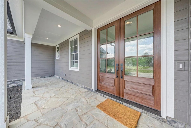 view of exterior entry with french doors