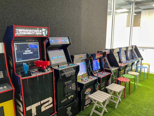 game room with carpet floors