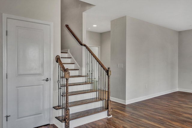 2240 Foxfield Ln, Salem, VA 24153 - stairs with wood finished floors, baseboards, and recessed lighting
