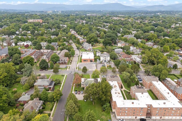 drone / aerial view with a mountain view