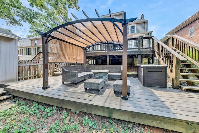 wooden terrace featuring a pergola