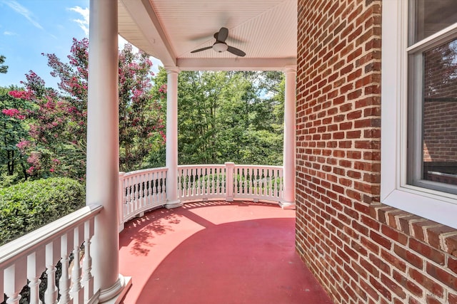 view of patio with ceiling fan