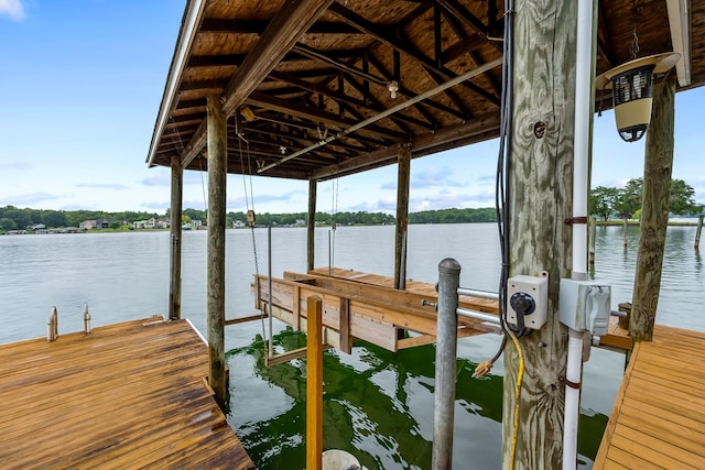 dock area featuring a water view