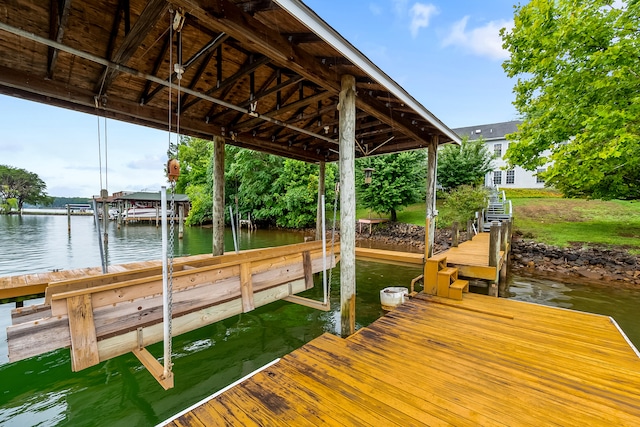 dock area with a water view